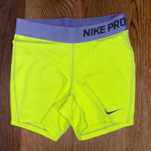 Nike Pro Kid’s Neon Yellow Bike Shorts